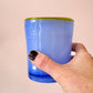 Vintage Set of 4 Handblown Periwinkle Blue and Yellow Drinking Glasses