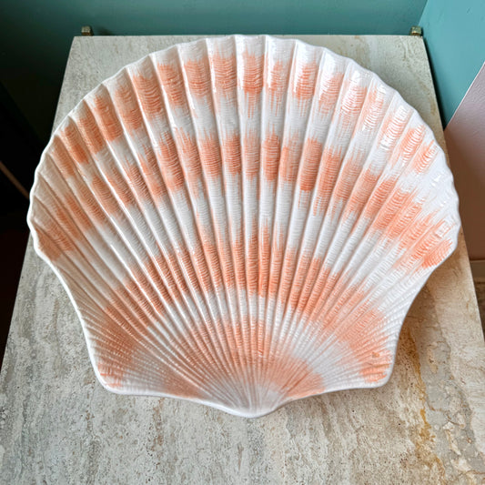 Vintage Large Hand Painted Clam Shell Platter by Cardinal Inc.