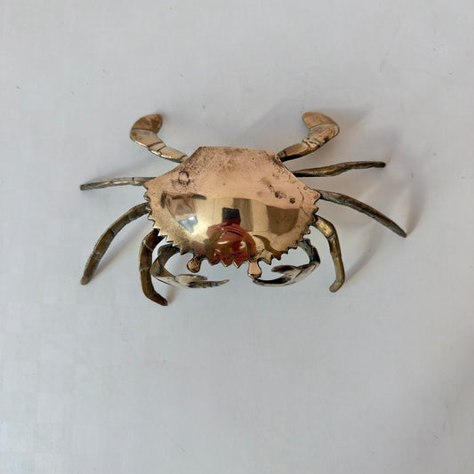 Vintage Brass Crab Ashtray