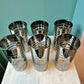 Set of 6 Mid Century Modern Metallic Striped Highball Glasses