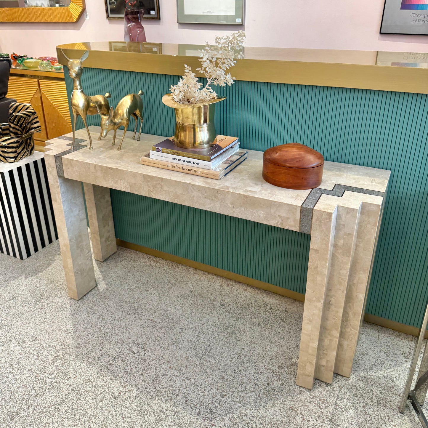 Vintage Maitland Smith Style Tessellated Console Table