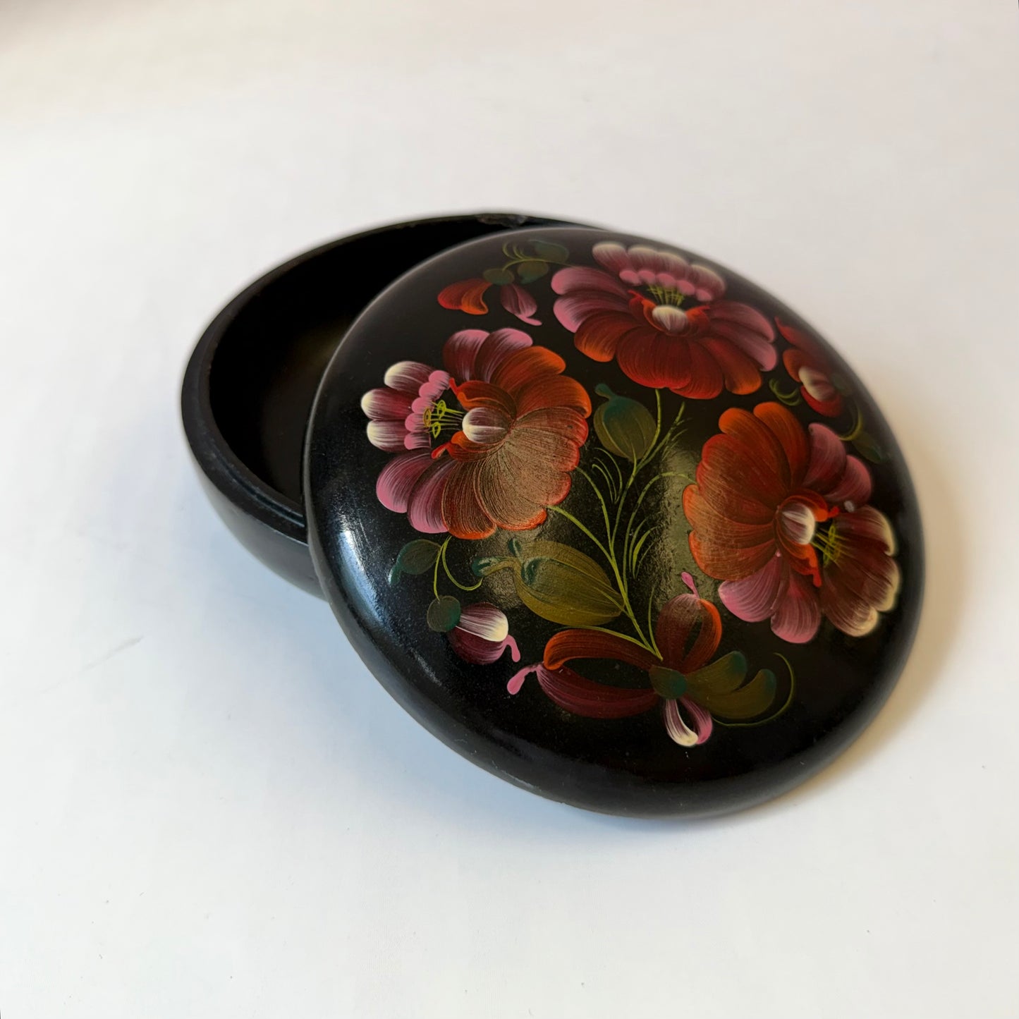 Vintage Hand Painted Floral Wooden Trinket Box