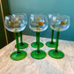 Set of 6 Vintage French Luminarc Green Stem Wine Glasses