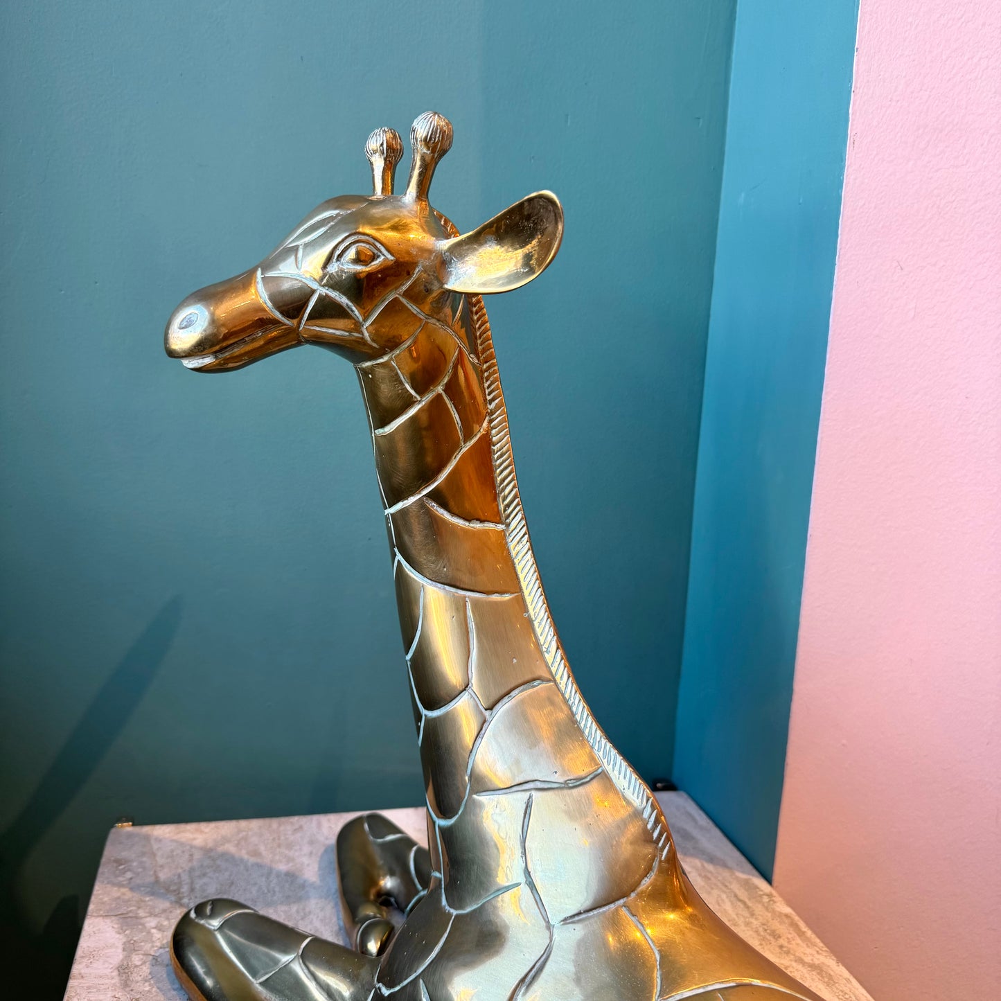 Vintage Large Brass Giraffe Statue