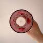 Vintage Set of 2 Hand Blown Crackled Cranberry "Pinched" Glass Water Glasses
