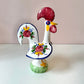 Vintage Portuguese Lucky Rooster Hand Painted Ceramic Figure