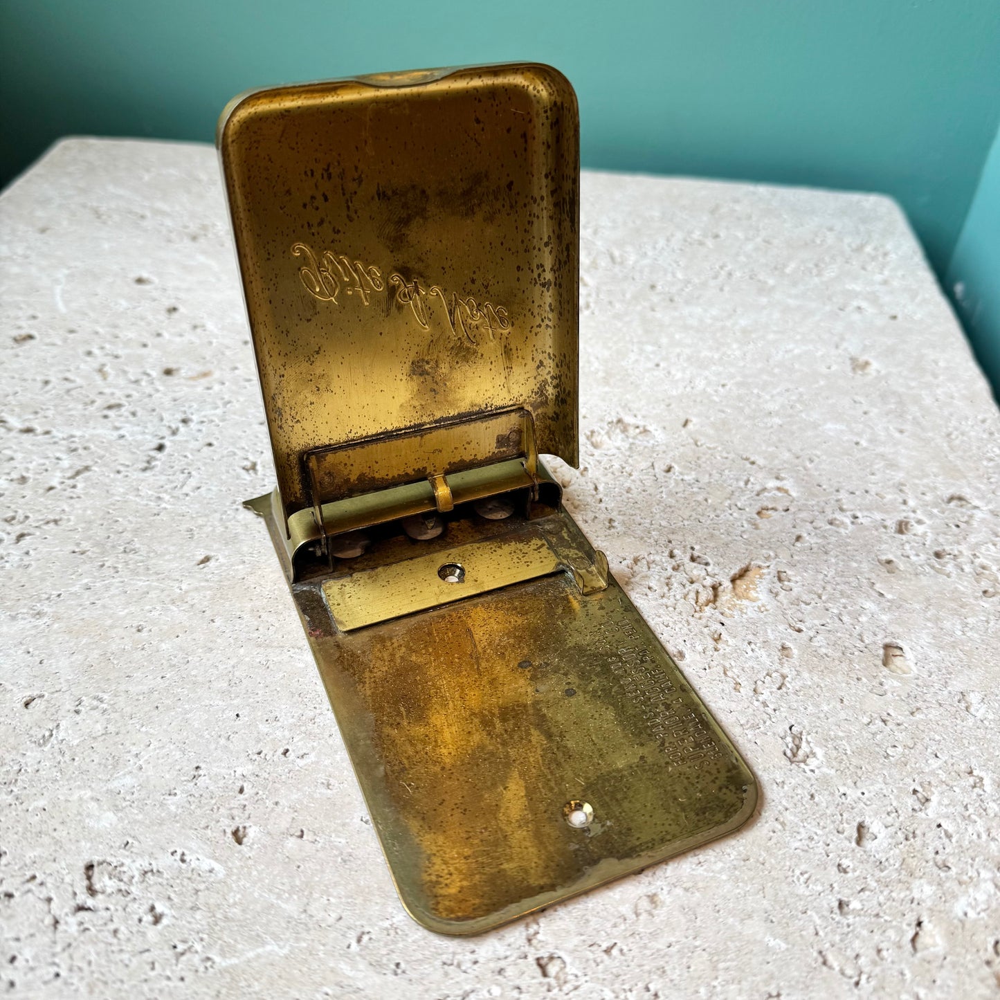 Vintage Rite a Note Brass Notepad Holder/Wall Mount