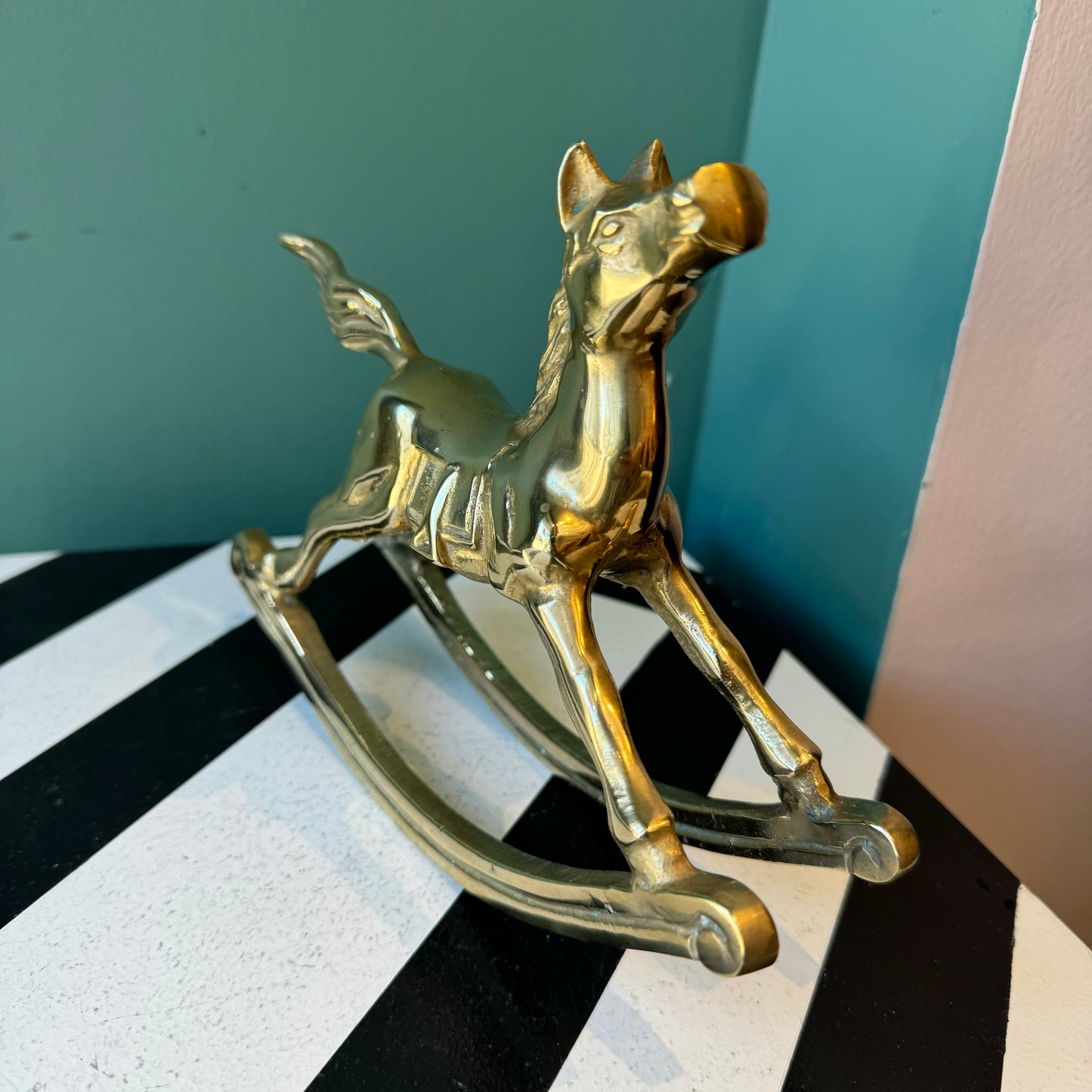 Vintage Brass Rocking Horse 6”
