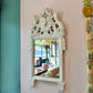 Vintage White Rococo Style Mirror with Carved Maiden Mask Crest