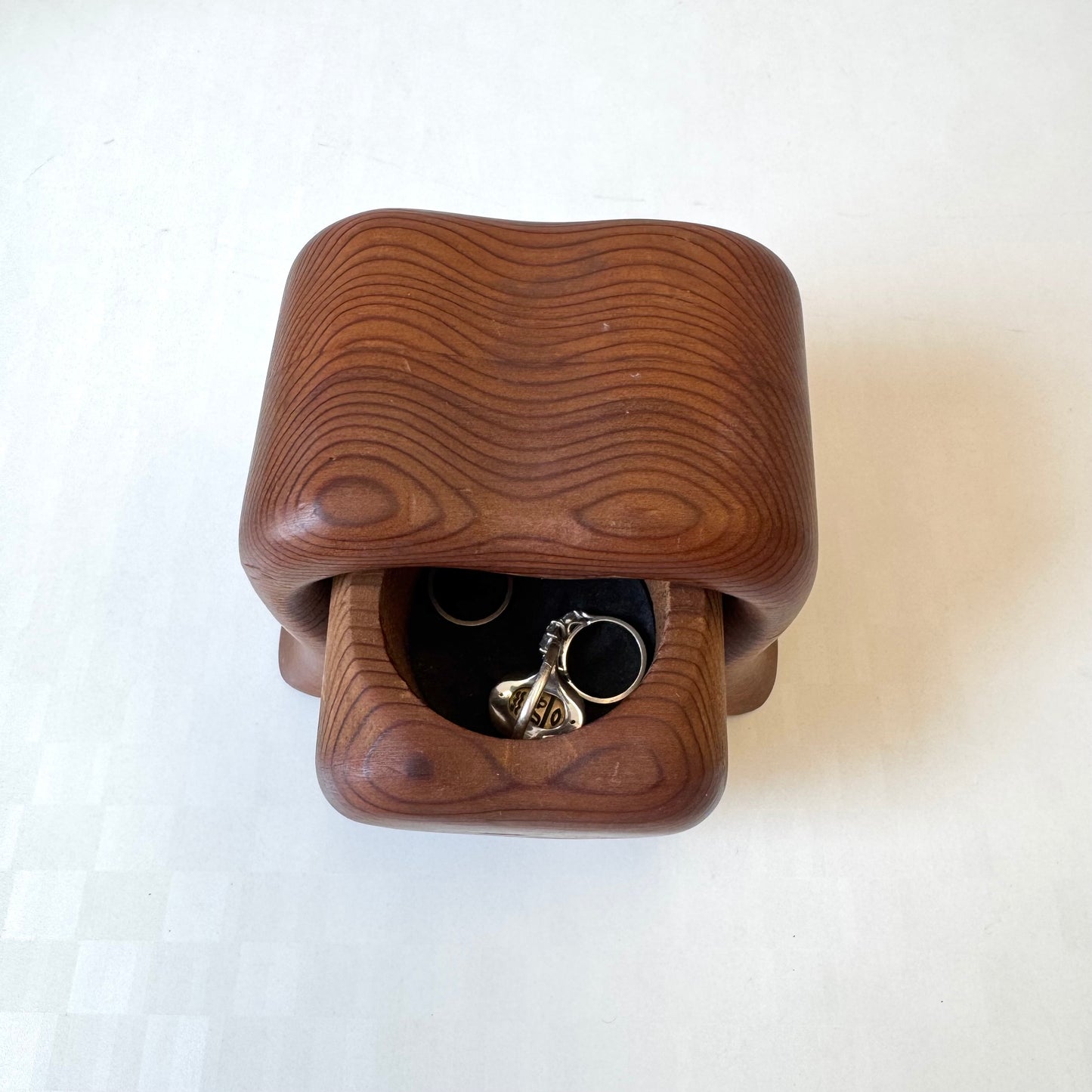 Vintage Handcrafted Redwood Heart Box