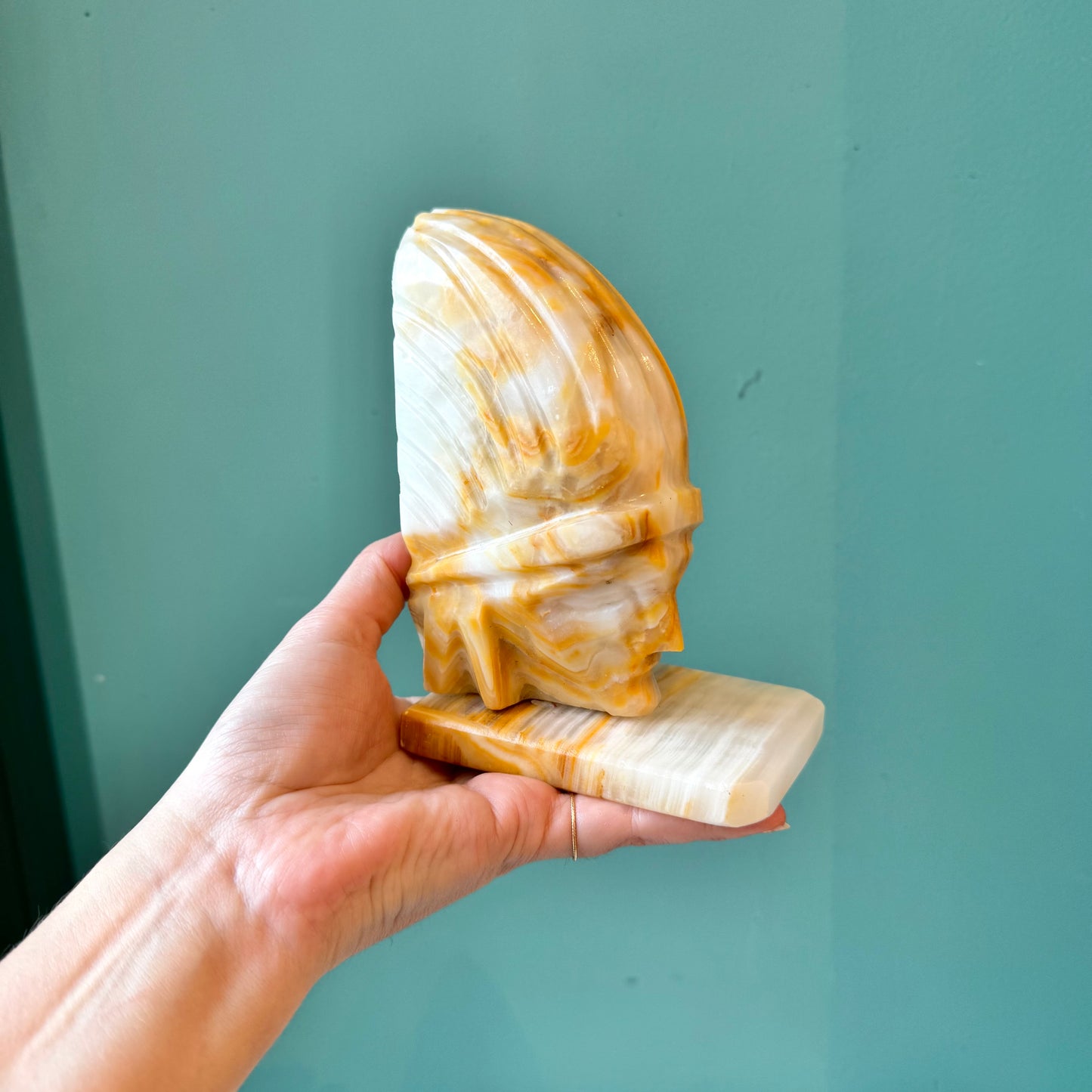 Pair of Vintage Alabaster Native American Indian Bookends