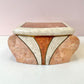 Vintage Maitland Smith Style Pink and Cream Tessellated Stone Box