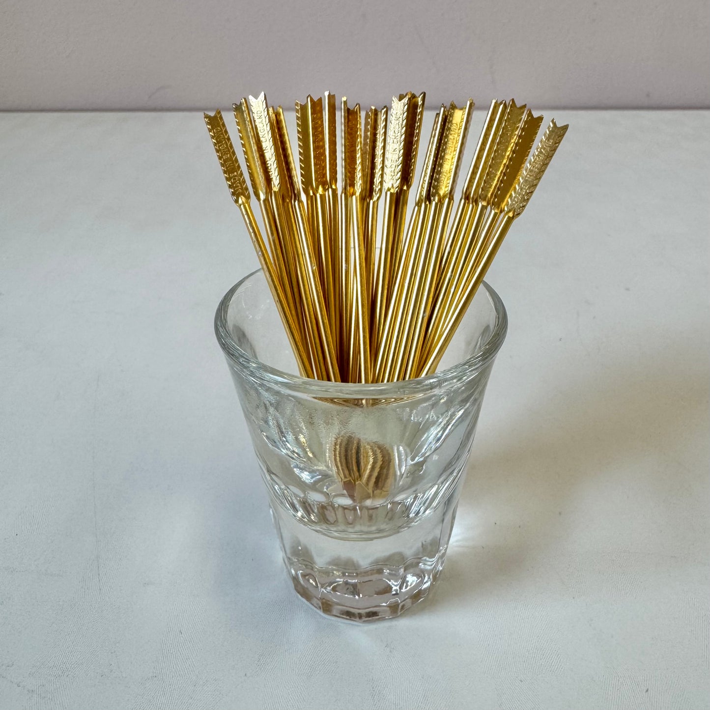 Vintage Set of 26 Gold Tone Metal "Arrow" Cocktail Picks
