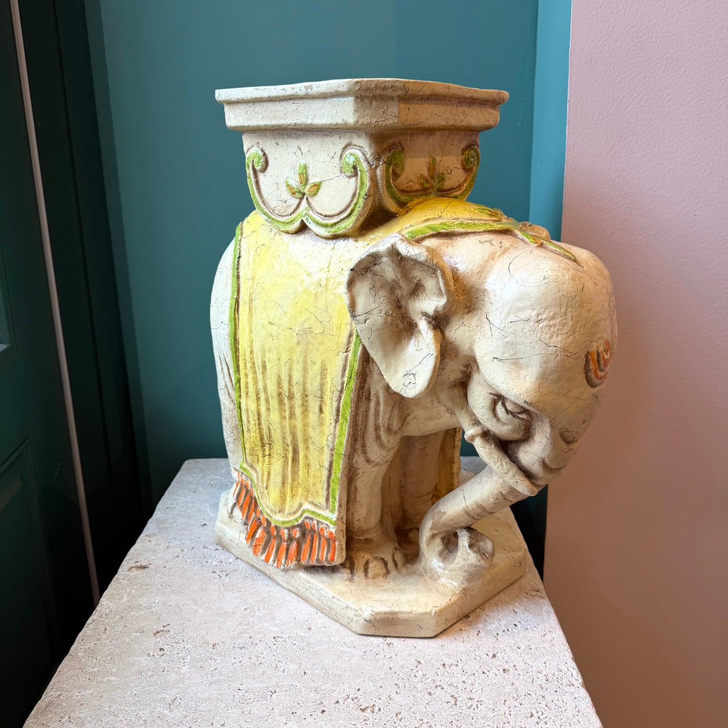 Vintage Elephant Plant Stand Side/Accent Table