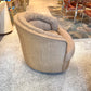1980's Ruched Back Swivel Barrel Chair