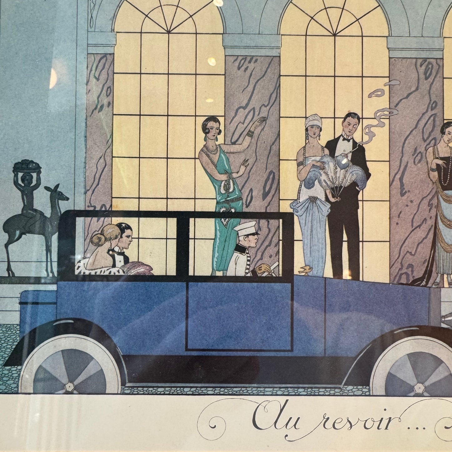 Vintage Framed "Au Revoir" Print by George Barbier