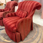 Vintage Raspberry Red Regency Style Striped Lounge Armchair by Lexington Furniture /item
