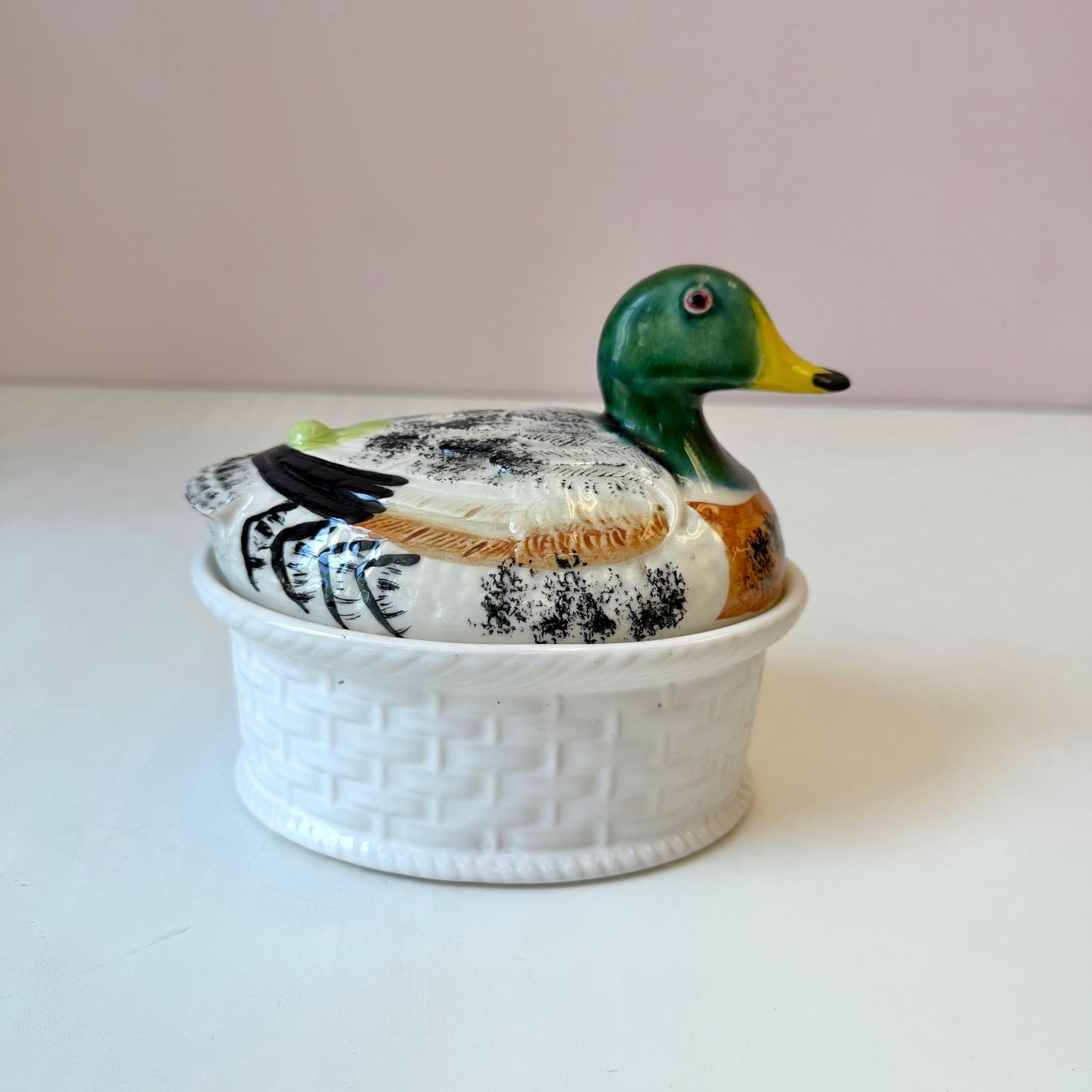 Vintage Ceramic Mallard Duck Tureen Serving Dish