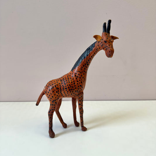 Vintage Leather Giraffe Statue