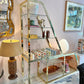 Vintage Asymmetrical Brass and Glass Etagere by DIA