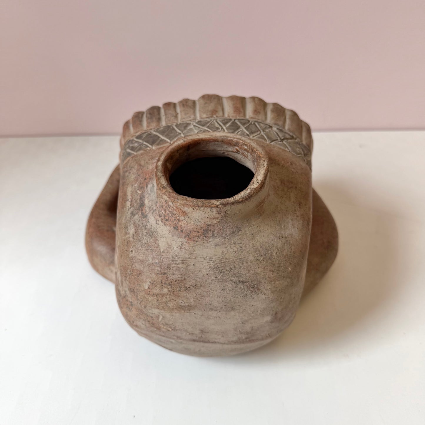 Vintage Mid-Century Mayan-Style Terracotta 'Acrobat' Pottery Vase