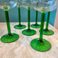Set of 6 Vintage French Luminarc Green Stem Wine Glasses