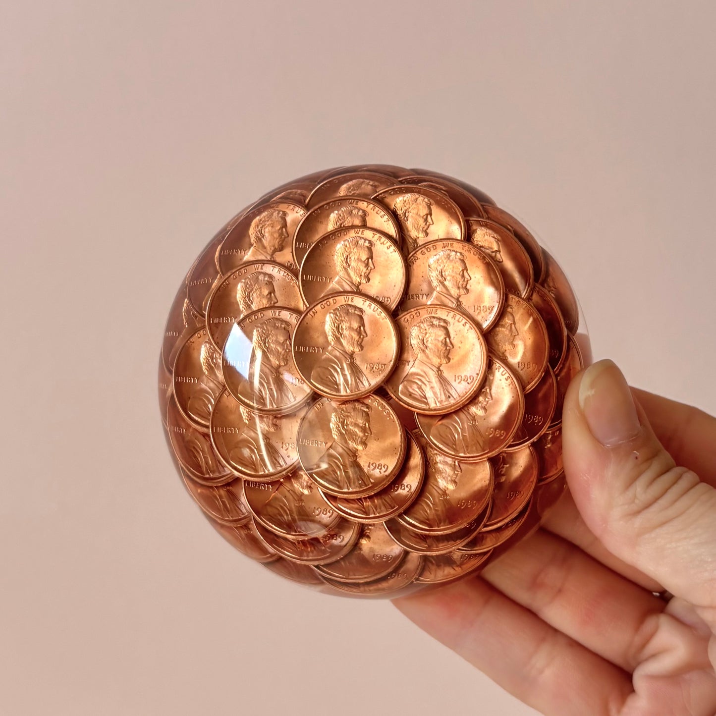 Vintage 1989 Penny Lucite Paperweight