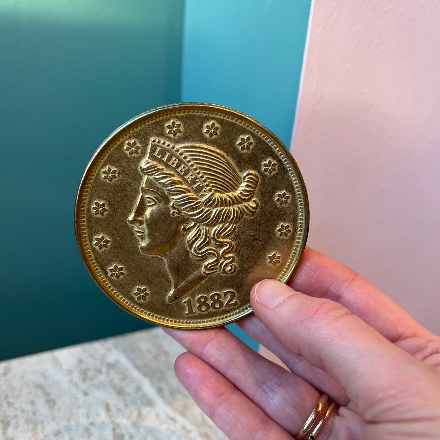 Set of Four Vintage Oversized Novelty Coins