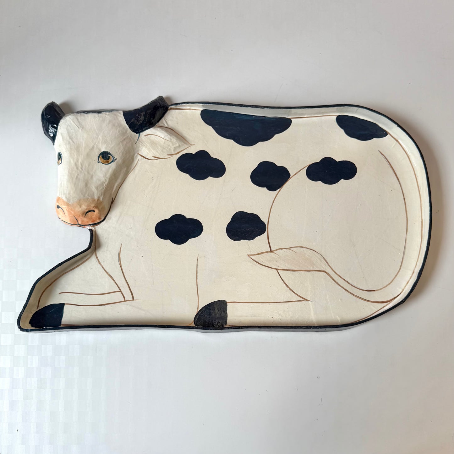 Vintage Large Paper-Maché Cow Tray
