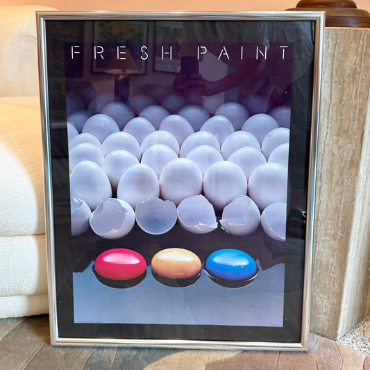 Vintage 1980 Framed Colorful Yolk "Fresh Paint" Poster by Julius Friedman