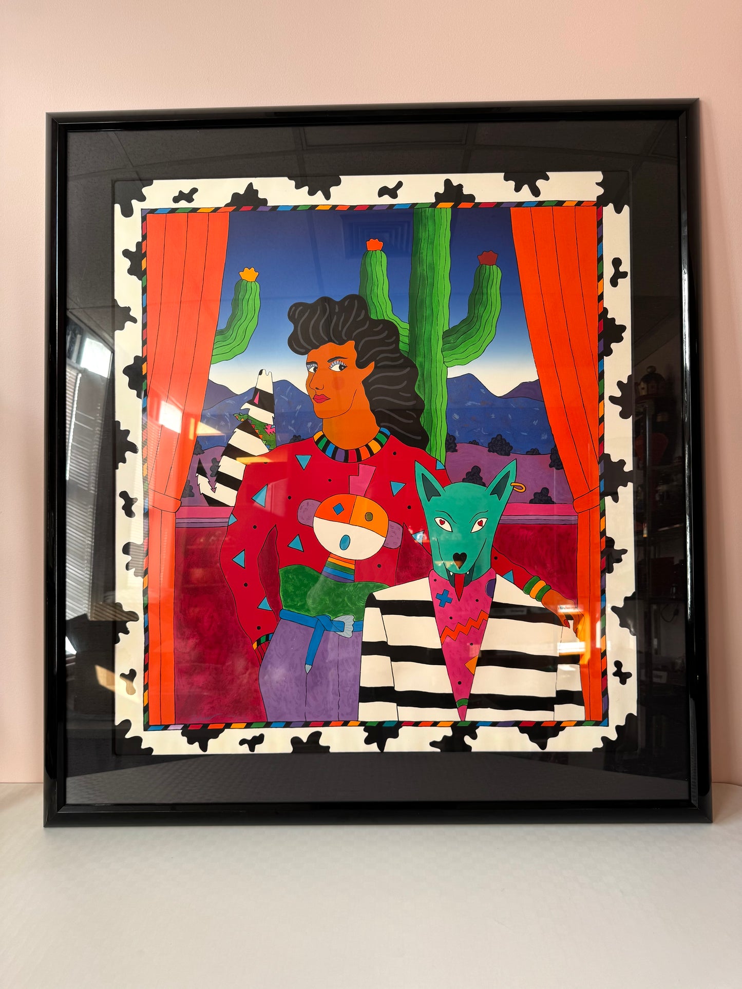 Vintage Large Framed Limited Edition Signed and Numbered Serigraph by Tavlos