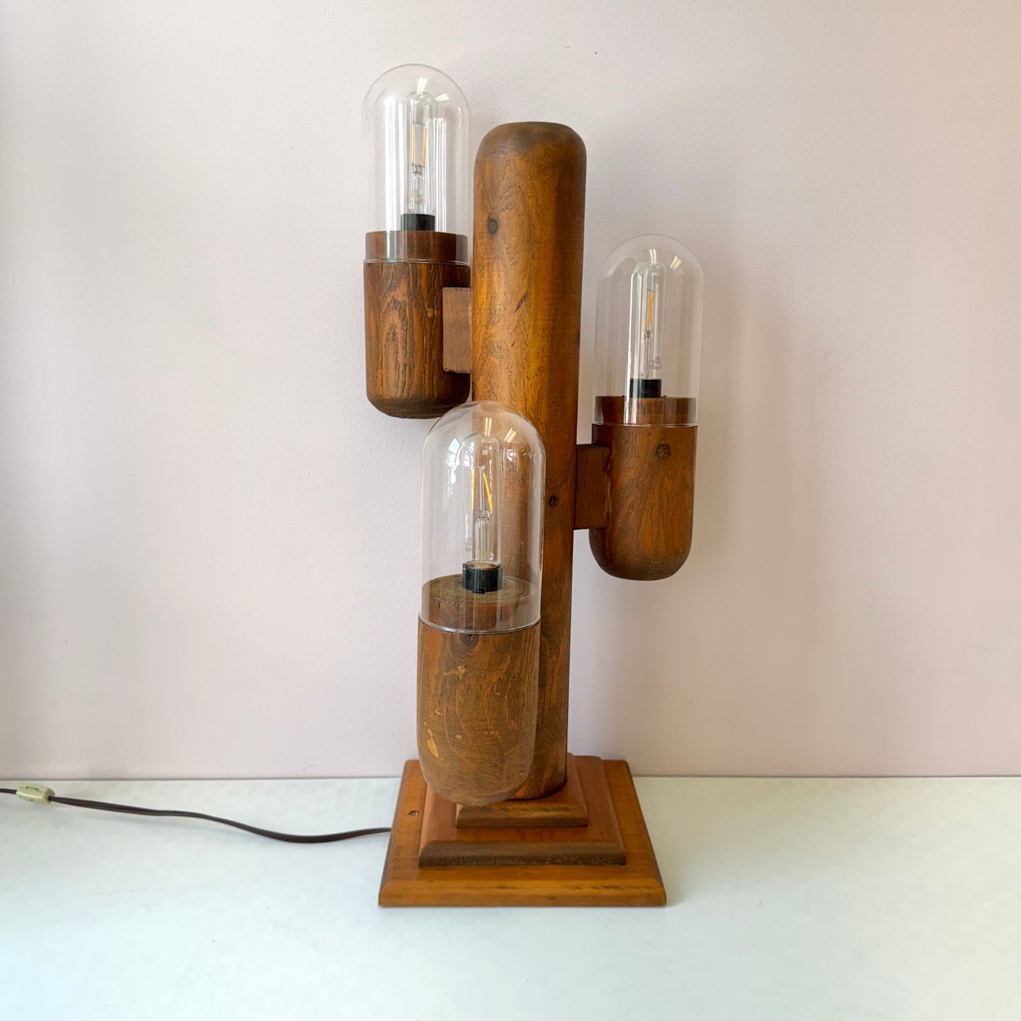 Vintage 1990’s Wooden Modeline Replica Saguaro Cactus Lamp (as is)