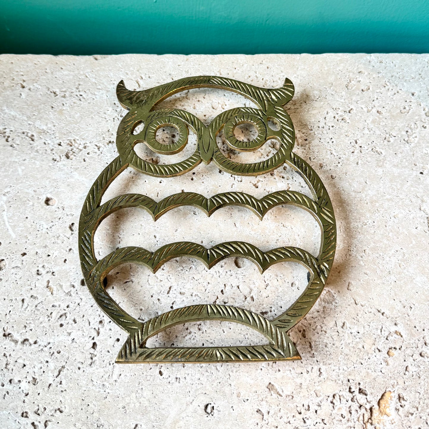 Vintage Brass Owl Trivet