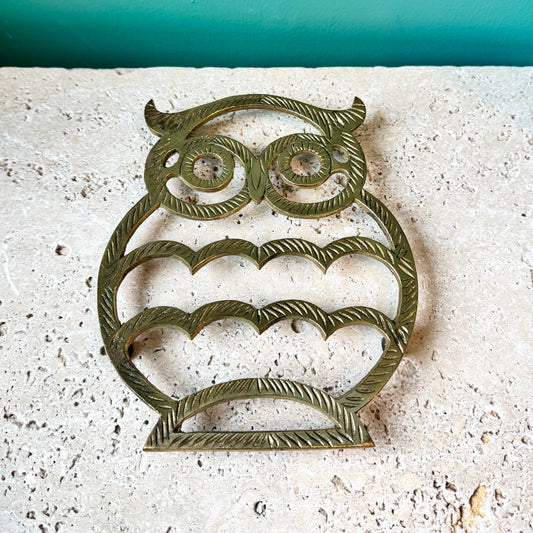 Vintage Brass Owl Trivet