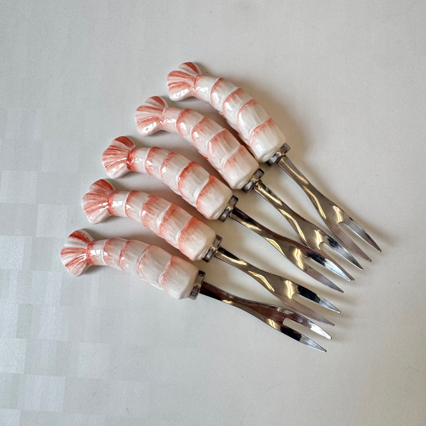 Vintage Set of 5 Shrimp Handled Appetizer Forks by Shafford