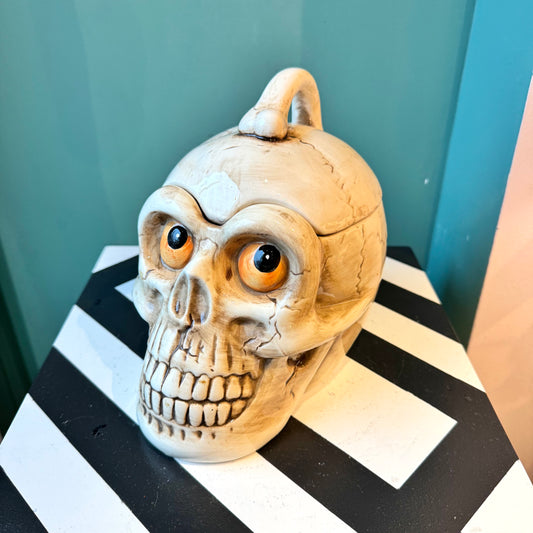 Vintage Ceramic Skull Cookie Jar by Enesco