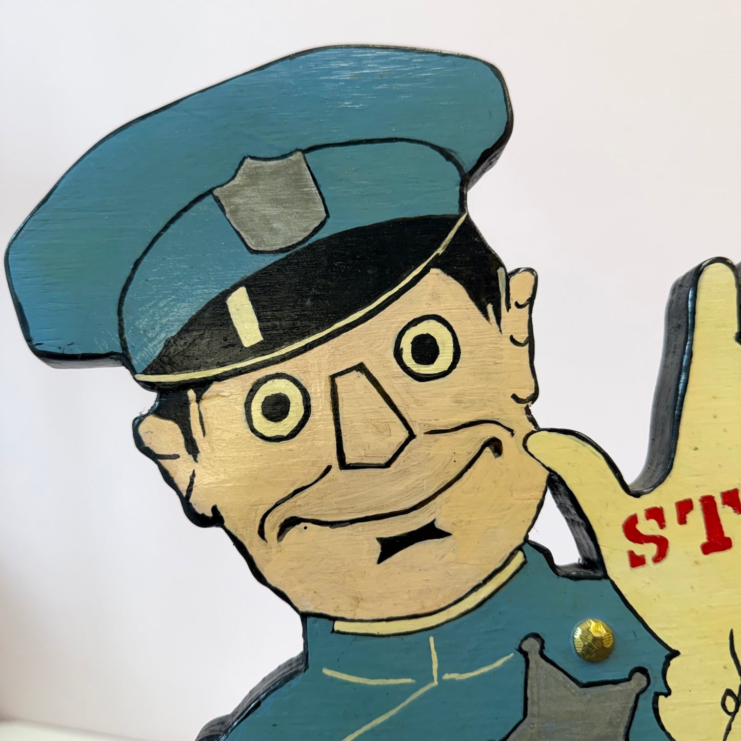 Vintage Folk Art “STOP” Sign Police Officer