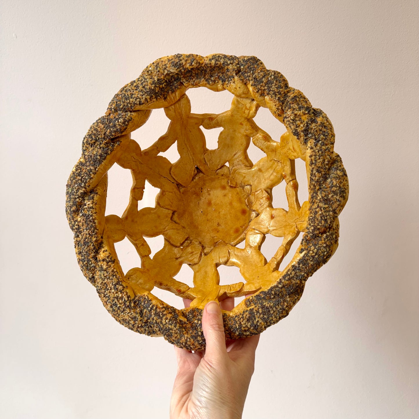 Vintage Poppyseed Salt Dough Bagel Bread Bowl