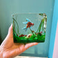 Vintage AVEM Murano Glass Block Fish Aquarium Paperweight
