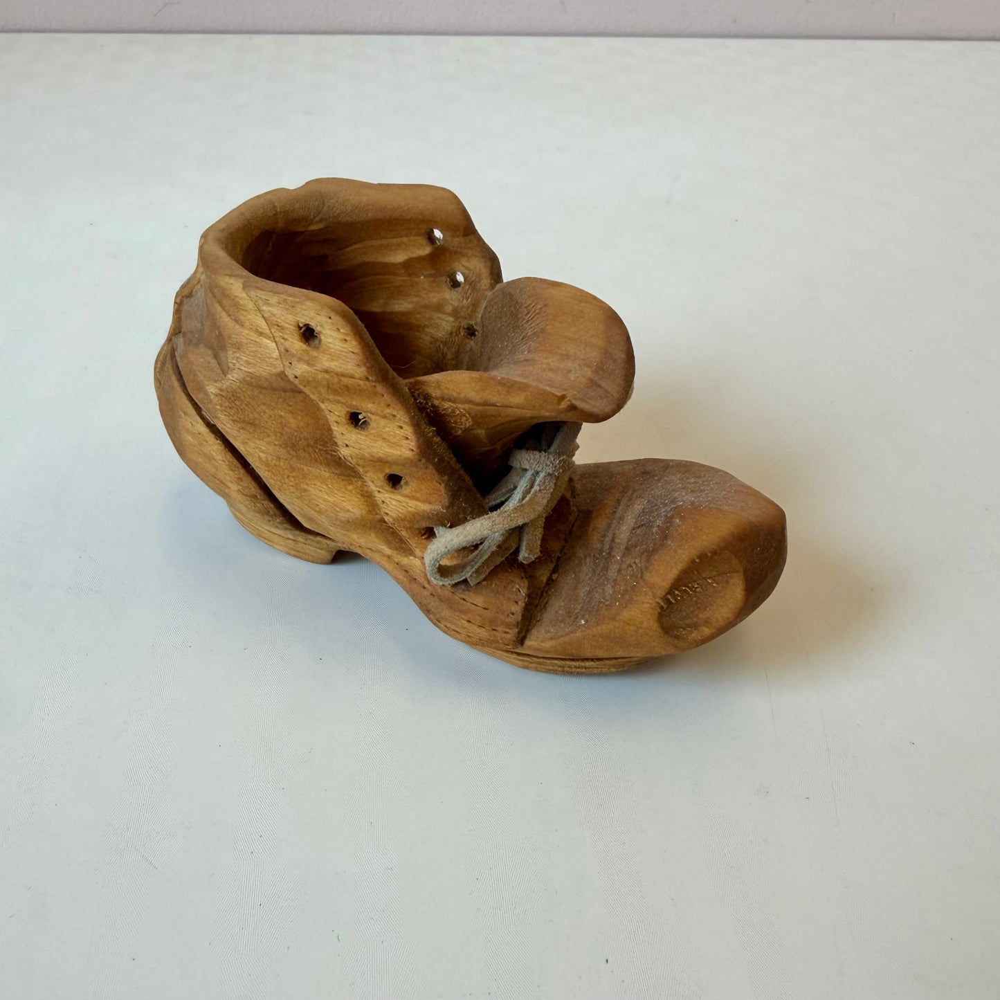 Vintage 1970's Hand-Carved Folk Art Wooden Boot
