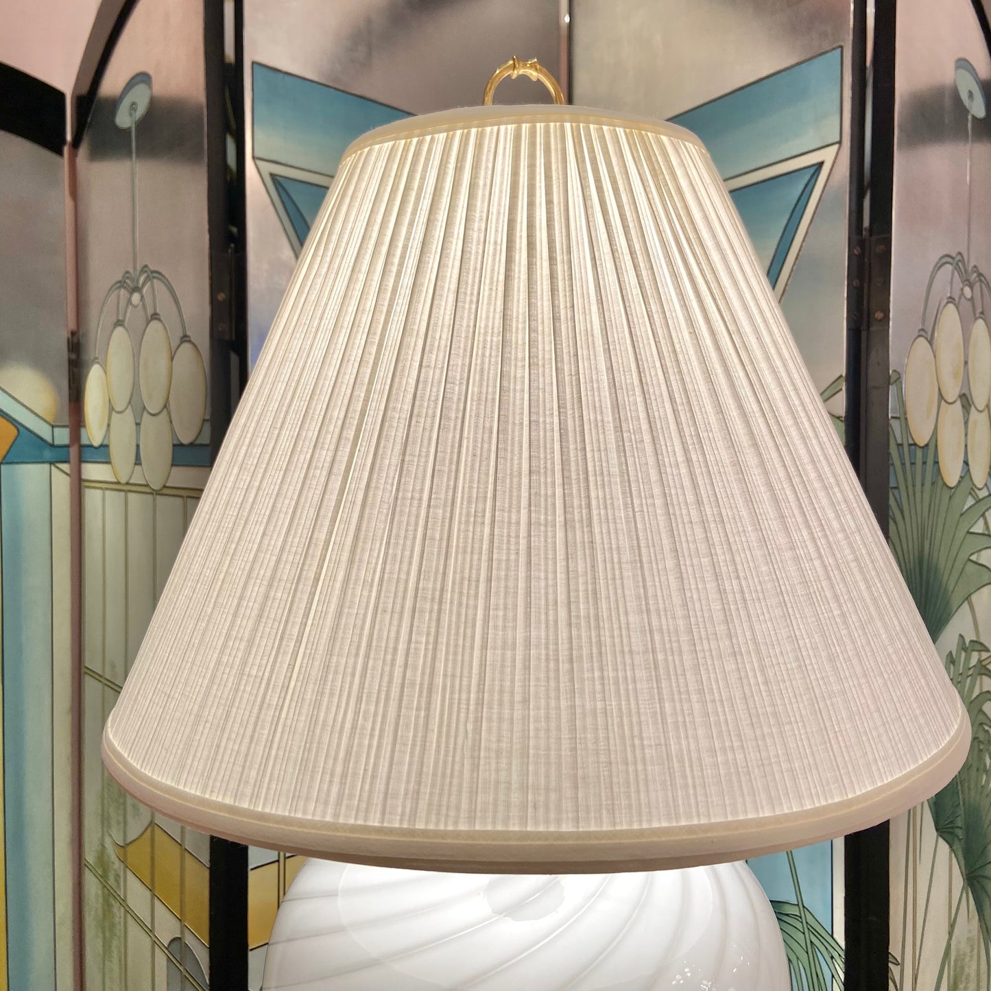 1970’s White Murano Style Swirl Glass Lamp