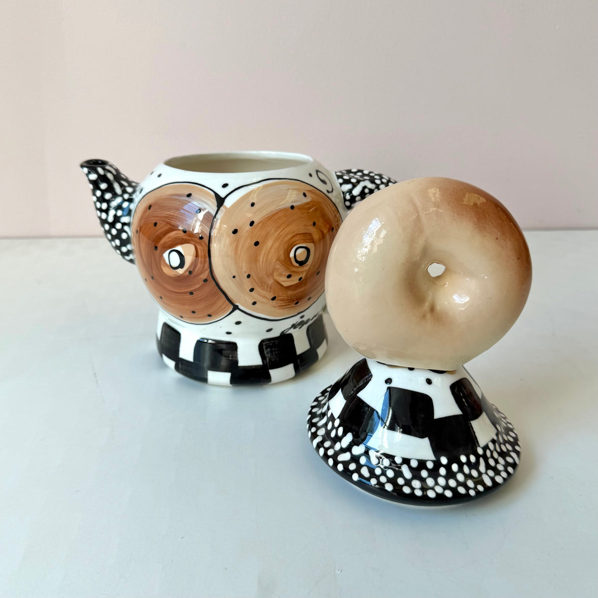Vintage Ceramic Bagel Teapot by Joanne Delomba