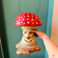 Vintage Inspired Paper Mache Mushroom Candy Bucket
