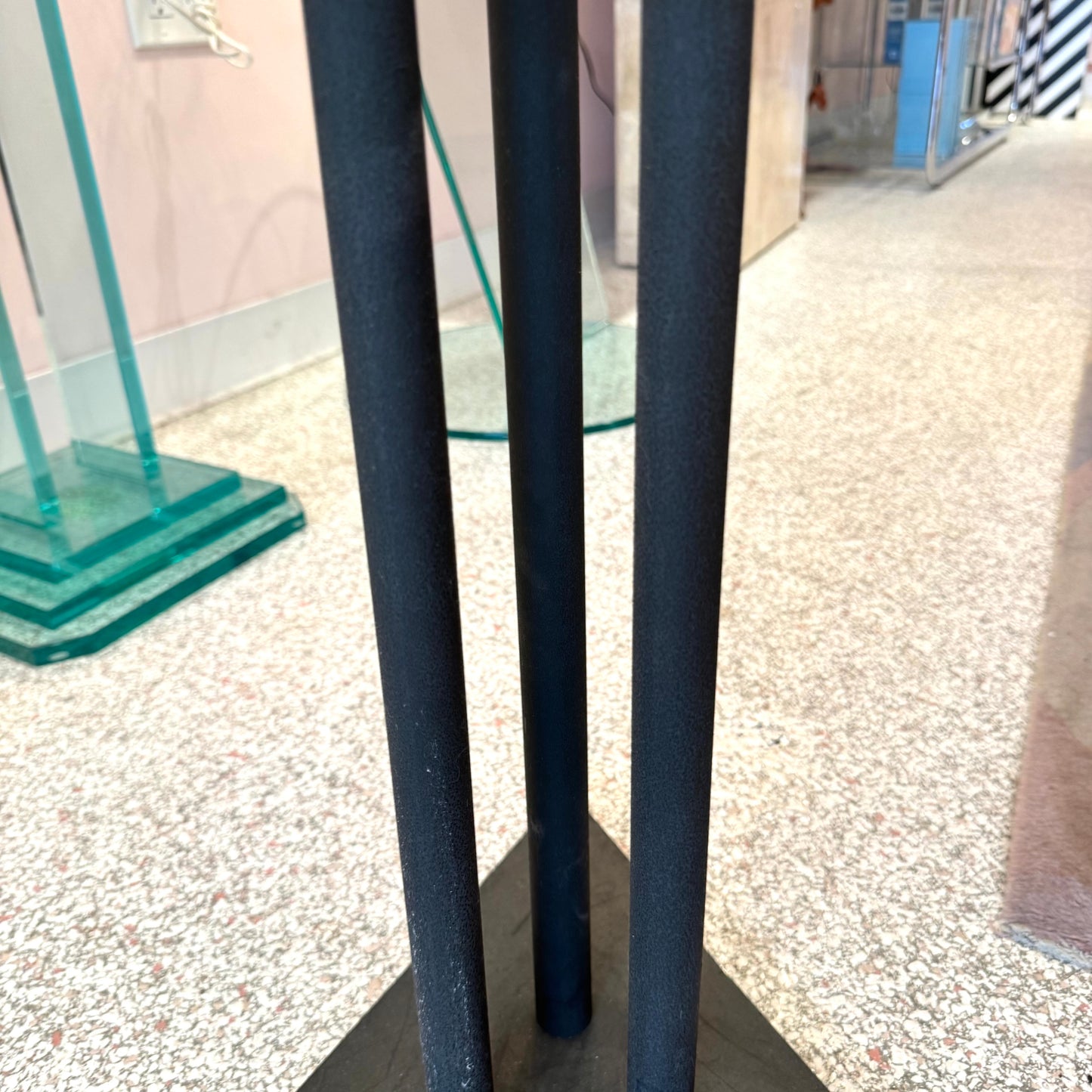 Vintage Postmodern Glass Side Table with Triangular Base by Becker Designs