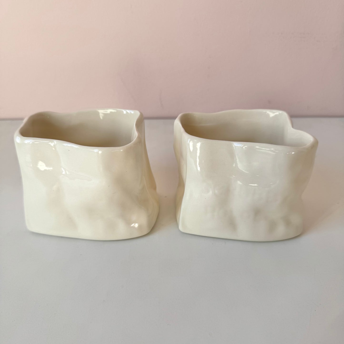 Vintage Pair of Ceramic "Paper Bag" Holders
