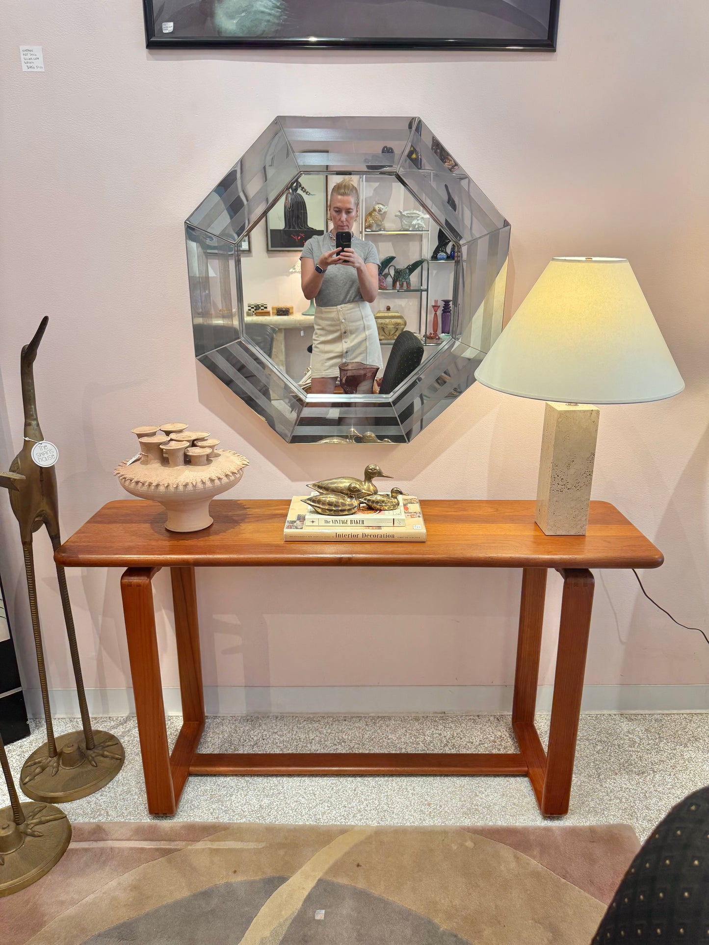 Vintage Octagonal Metal Mirror