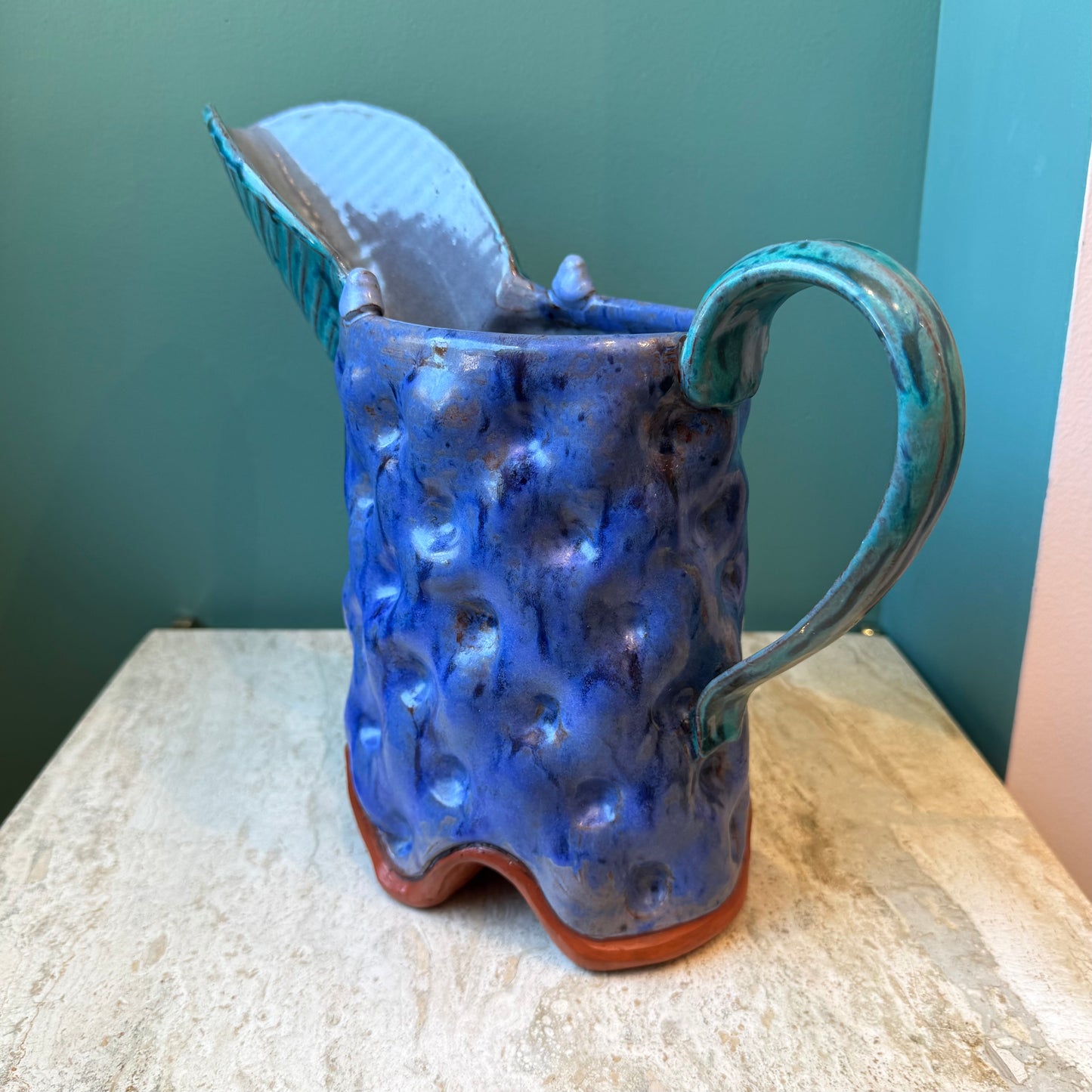 Large Vintage Studio Pottery Pitcher signed Flyn
