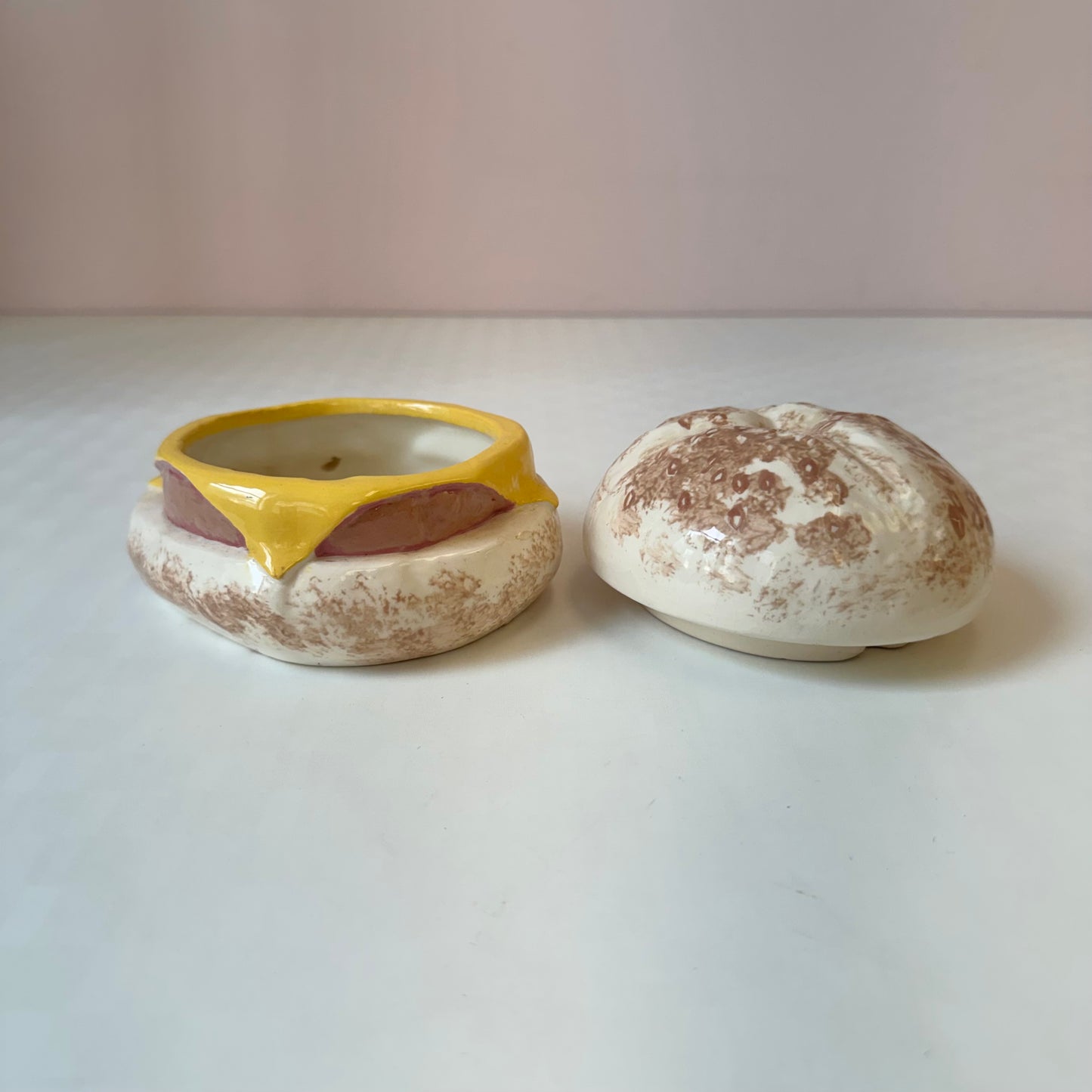 Vintage Ceramic Ham and Cheese on a Roll Box