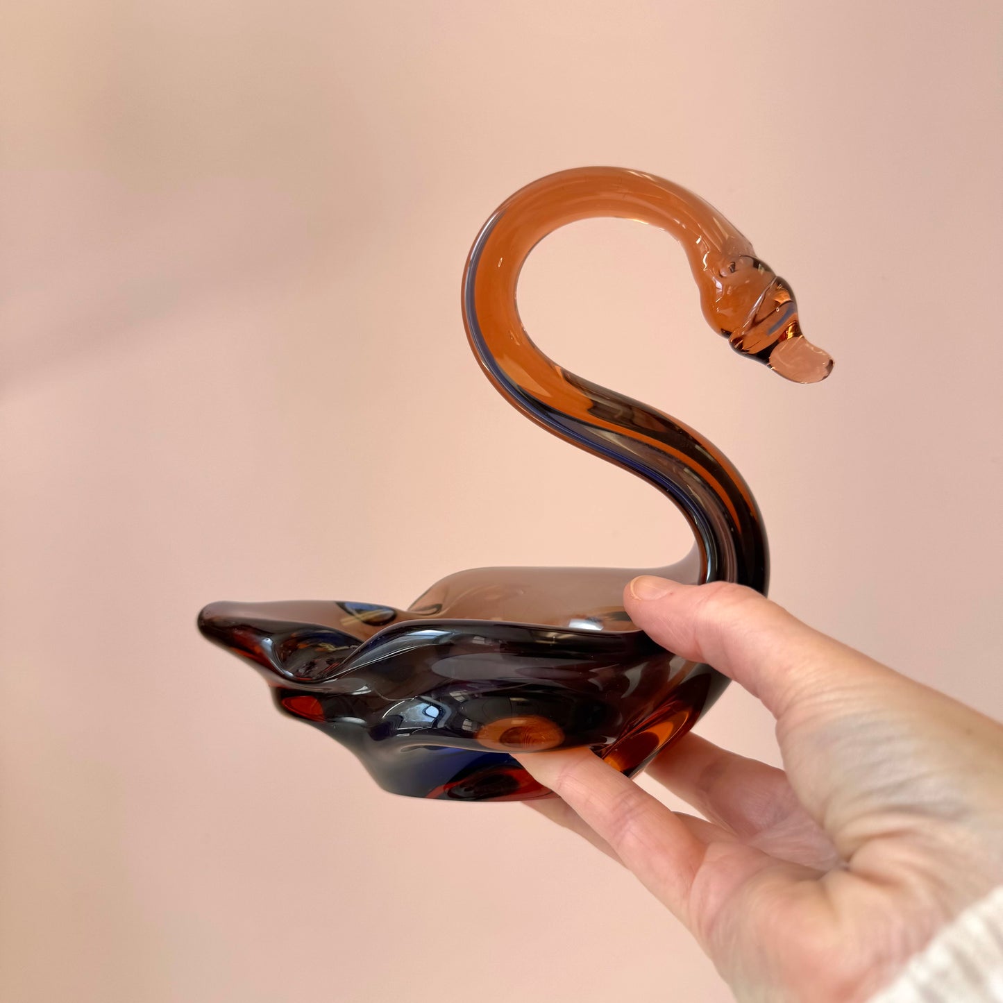 Vintage Murano Glass Style Swan Catchall Dish