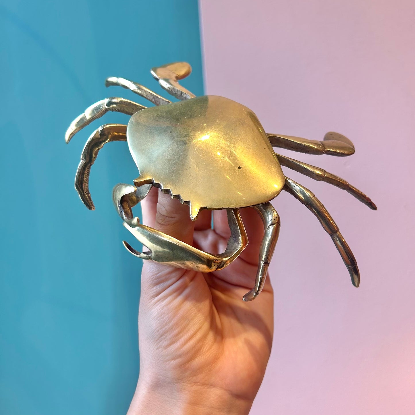Vintage Brass Crab Ashtray